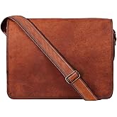 RUSTIC TOWN 15 inch Vintage Crossbody Full Grain Leather Laptop Messenger Bag