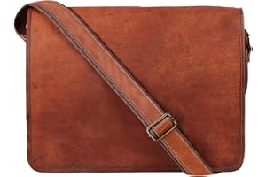 RUSTIC TOWN 15 inch Vintage Crossbody Genuine Leather Laptop Messenger Bag