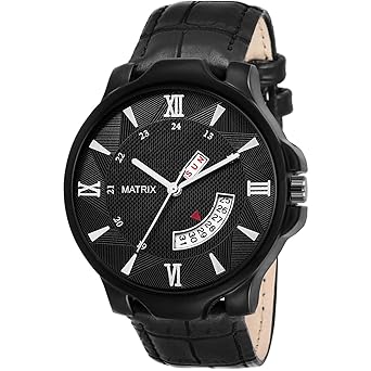 Casual Silvermine Black Dial Analog Wrist Watch with Day and Date Display for Men/Boys- (DD-13)