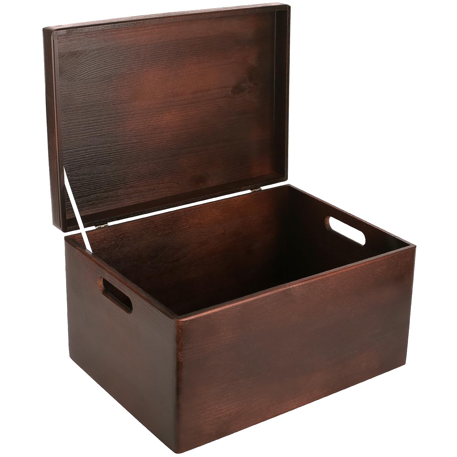 Creative Deco XXL Large Brown Wooden Storage Box | 40 x 30 x 24 cm (+/-1 cm) | with Hinged Lid & Handles | Gift Box for Christmas Xmas Storage | Wood Keepsake Memory