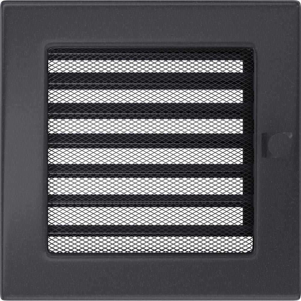 KRATKI ventilation grille fireplace grille 17cm x 17cm graphite with blinds