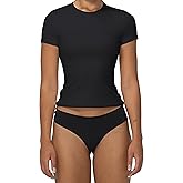 Sunzel Short Sleeve Shirts for Women Slim Fit Double Lined T Shirt with Crew Neck Basic Summer Tops for Workout & Casual