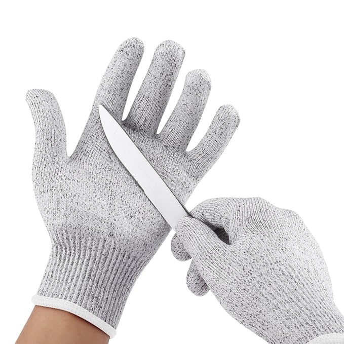 Protective Cut Resistant Handschuhe Elastic Stichfeste Küche Gardening Butcher Sicherheitshandschuhe 1 Paar(Silbergrau + Weiß