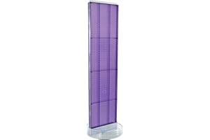 Azar Displays 700780-PUR, TWO-SIDED PEGBOARD FLOOR DISPLAY W/C-CHANNEL SIDES ON REVOLVING ROUND STUDIO BASE. PANEL SIZE: 16"W X 60"H, Purple