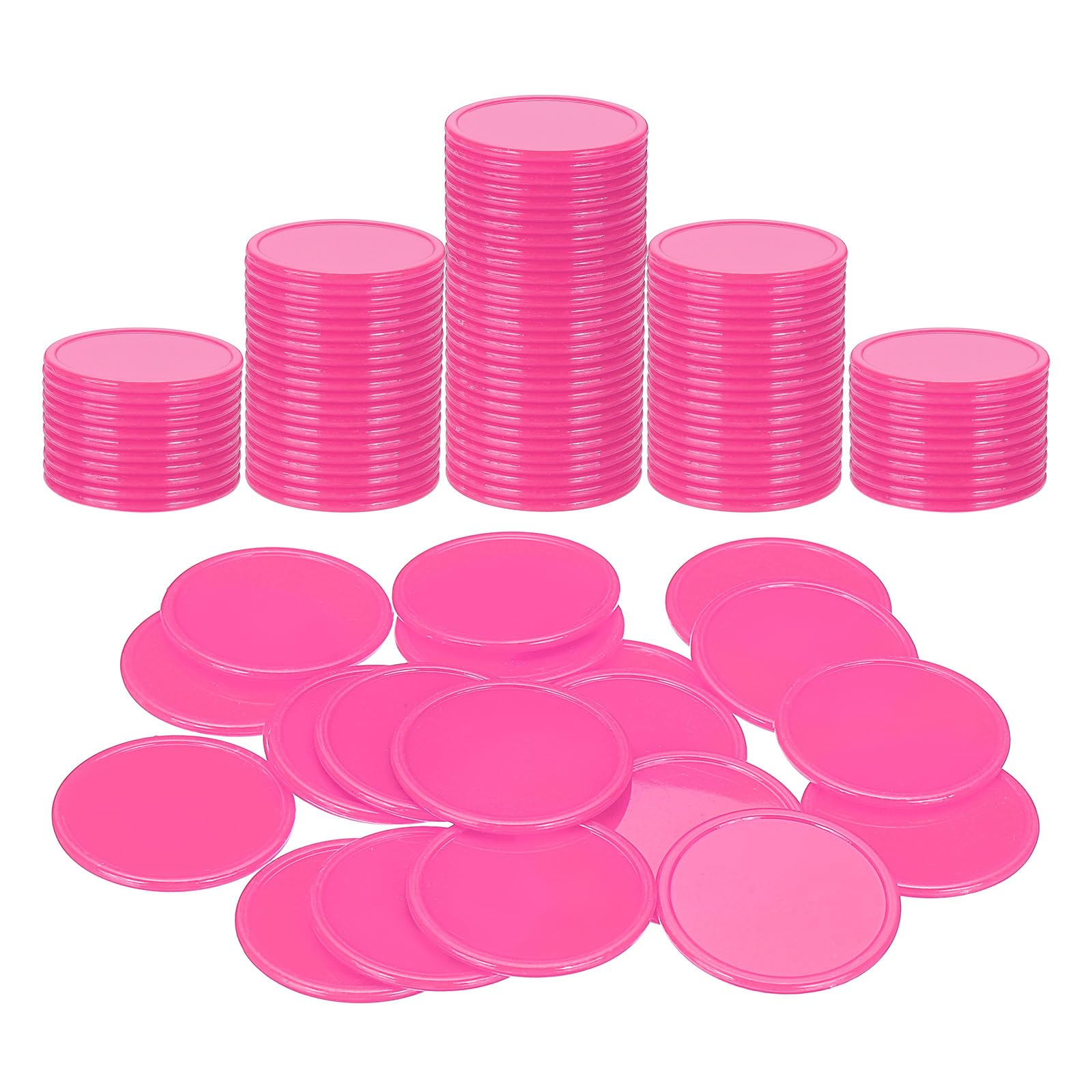sourcing map 100Pcs Plastic Poker Chips, 1.5 Inch Learning Counters Counting Counters Disks Markers Opaque Game Tokens for Game Play Math Counting, Rose Red