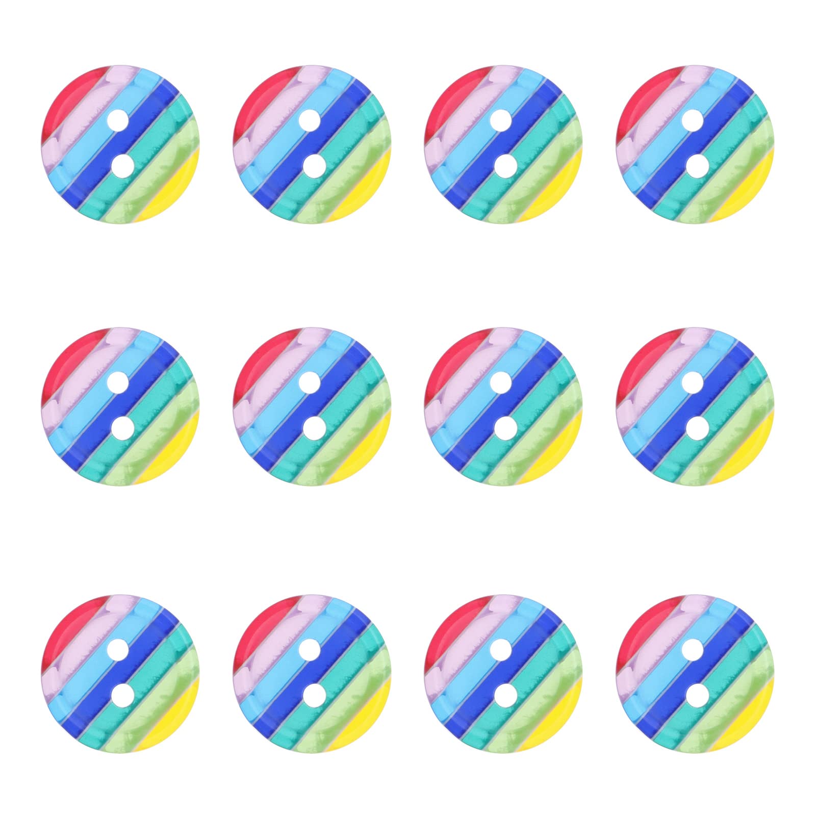 YINETTECH 100PCS Rainbow Stripe Buttons 12mm Round Resin Sewing Buttons 2 Holes Decorative Buttons for DIY Sewing Crafts Knitting Coat Costume Crochet Scrapbooking