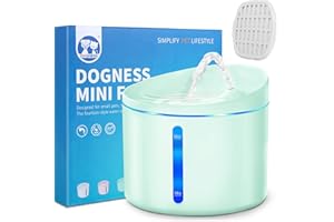 DOGNESS Pet Water Fountain, Healthy and Hygienic Drinking Fountain Super Quiet Flower Automatic Electric Water Bowl for Dogs, Cats, Birds (1L, Green)