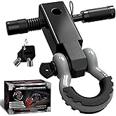 AUTMATCH Shackle Hitch Receiver 2 Inch - 3/4" D Ring Shackle and 5/8" Trailer Hitch Lock Pin, 45,000 Lbs Break Strength Heavy Duty Receiver Towing Kit for Off-Road Vehicle Recovery, Black & Gray