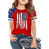 Ithalt Boys Girls USA Shirts Kids 4th of July Shirts American Flag Tshirt Patriotic Top Independence Day Outfit 5-13y