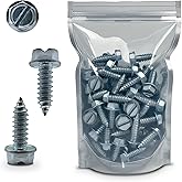 License Plate Screws - #14 x 3/4" Inch - Slotted Hex Head – for Vehicles (100 Pack)
