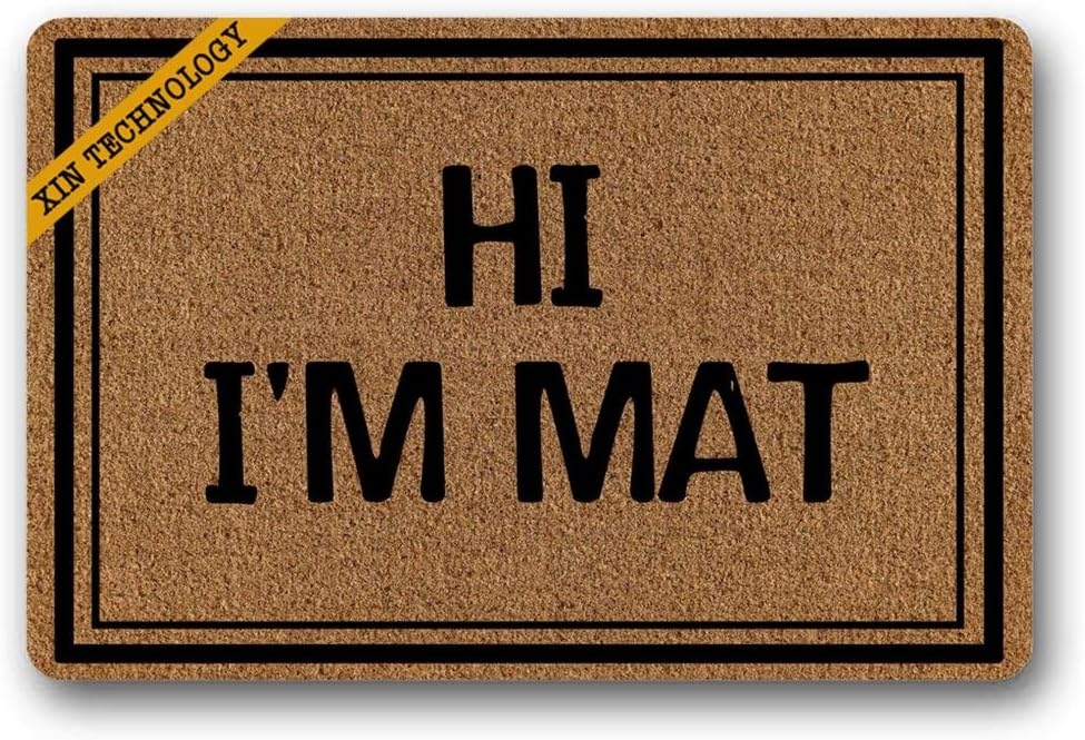 Artsbaba Welcome Doormat Hi I'm Mat Door Mat Rubber Backing Non-Slip Entrance Mat Rug Floor Mat Funny Home Decor Carpet Indoor Mats 23.6 x 15.7 Inches