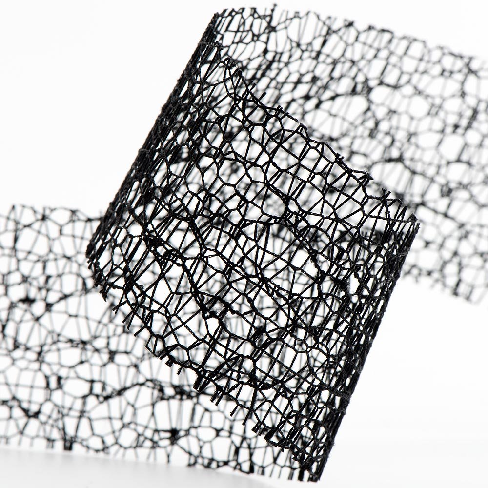 Italian Options Deco Web Mesh Ribbon 38mm x 20 Metres - Black — image 1