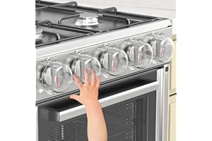 AOSITE Stove Knob Covers for Child Safety - 5 Pack Upgraded Gas Stove Knob Covers with Strong Adhesive, Double Design Childproof Oven Knob Covers for Kids and Pets, Stove Guard Baby Proofing