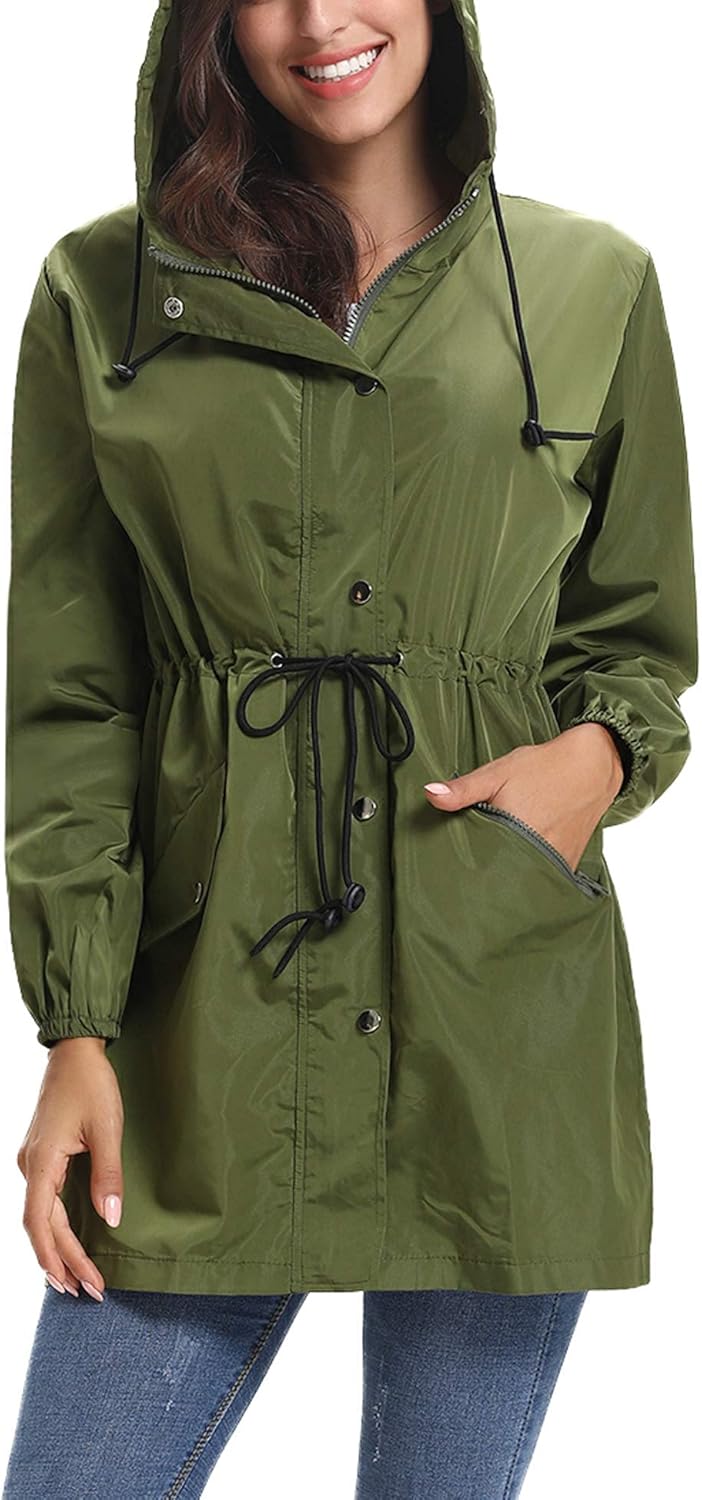Aibrou Women's Lightweight Raincoats Waterproof Active Outdoor Packable