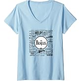 Women's The Beatles - Beatles Singles World Art V-Neck T-Shirt