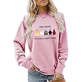 BAOKUAN Women's Cute Funny Chicken Lovers T Shirt Letter Printed Long sleeved Top