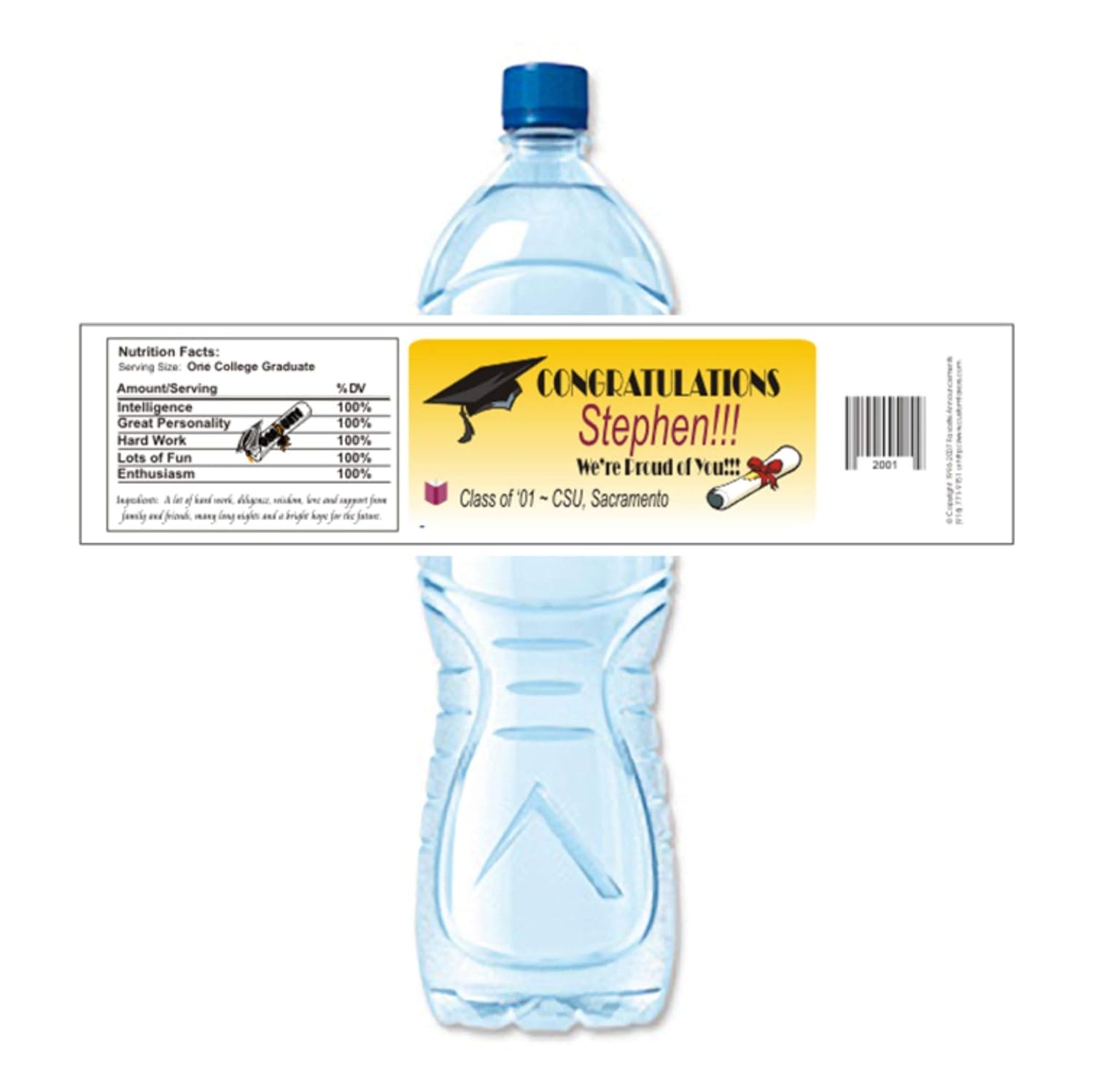 Graduation water bottle labels waterproof