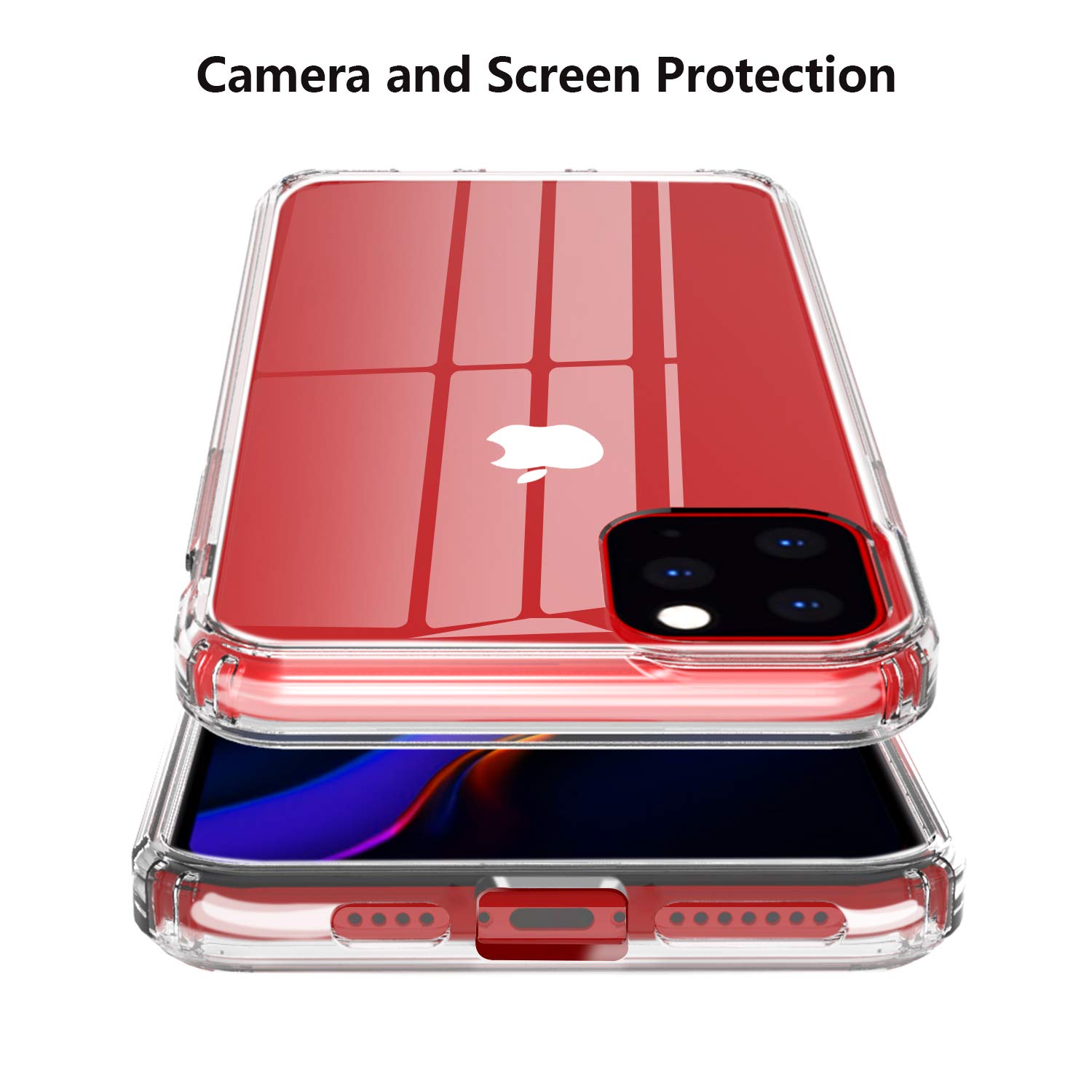 iPhone 11 Pro Max Case, CLONG Compatible with iPhone 11 Pro Max Case, Crystal Clear Anti-Scratch Shock Absorption TPU/PC Bumper Protective Cover Case for 6.5inch Apple iPhone 11 Pro Max, HD Clear