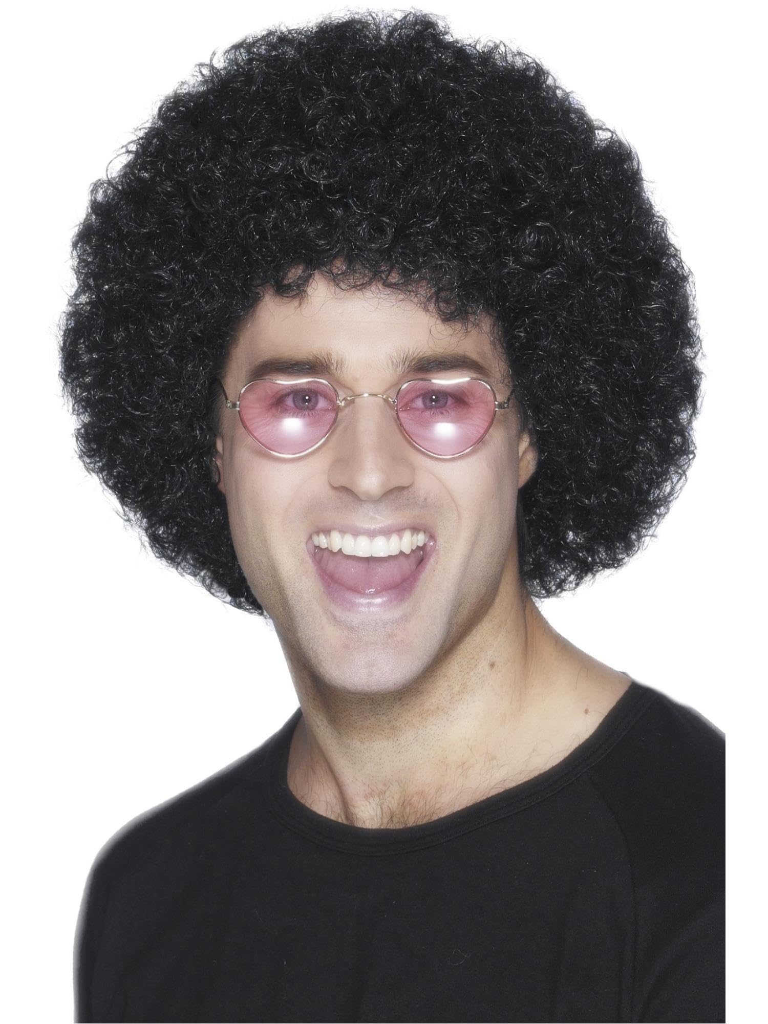 Smiffys Afro Wig, Economy, Black, 1970's Disco Fancy Dress, Adult Dress Up Wigs Halloween
