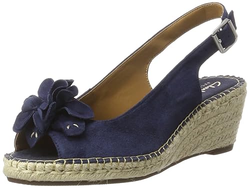 clarks blue suede wedge sandals