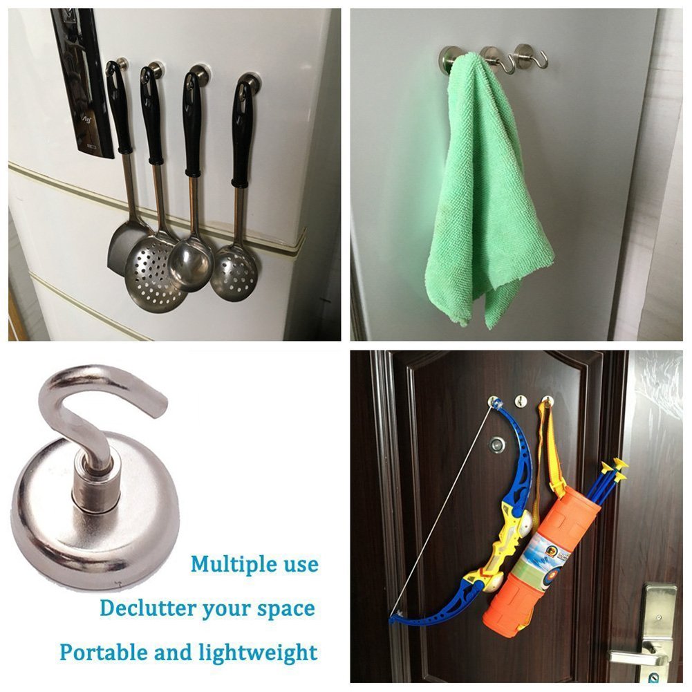 Pasway 10 Stück Magnethaken - Halter mit Traglast von 5.5 kg - Superstarke Magnete