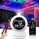 KIVOTAC LED Alarm Clock Star Projector,Starry Moon
