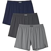Separatec Combed Cotton Boxers for Men Soft Cooling Boxer Shorts Loose Breathable Knit Mens Underwear with Button Fly 3 Pack
