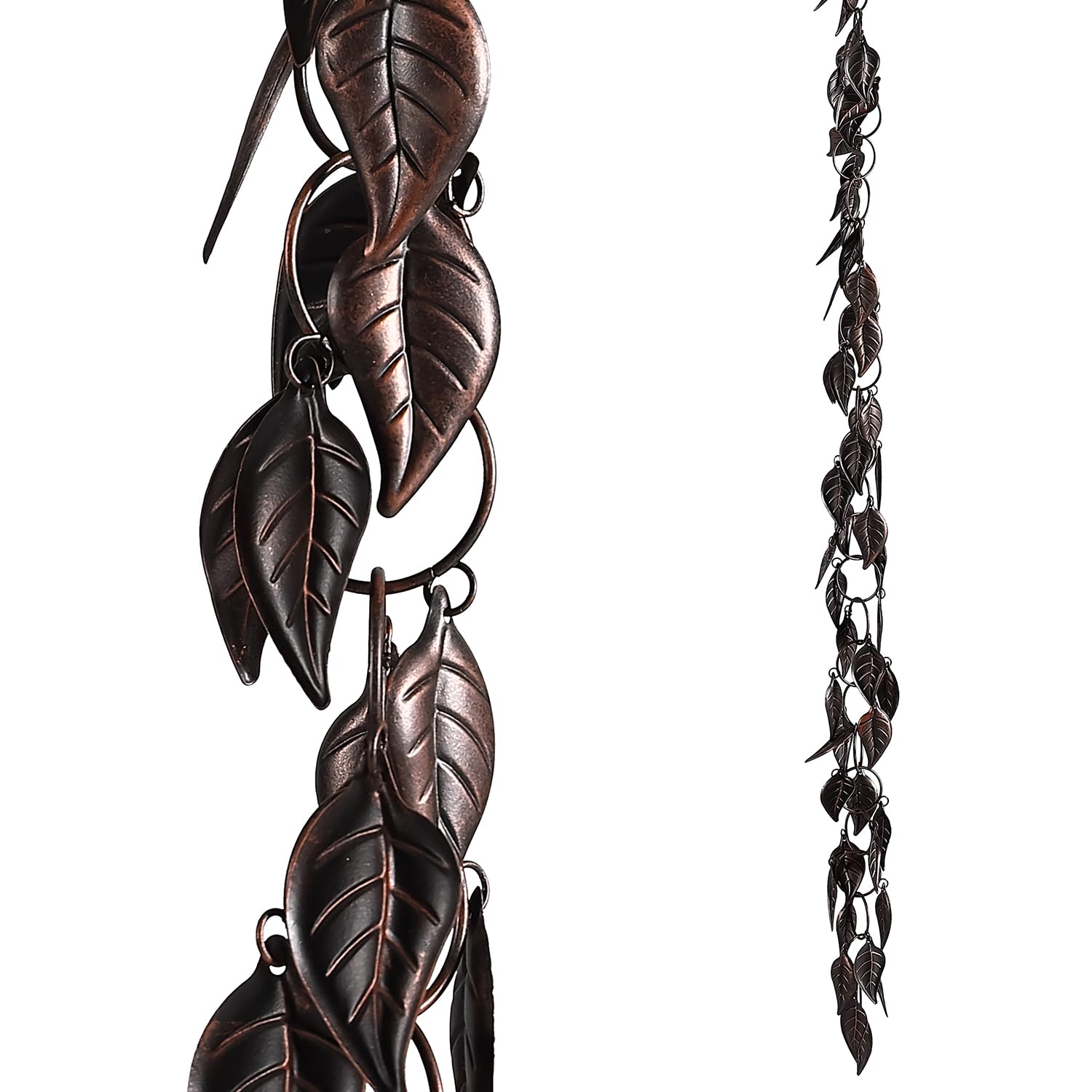 Antique Copper Rain Chain 8.5 Ft. With 12 Cups Adjustable Rain Catcher Bell Decorative Garden Water Diverter Chimes B28esa04348