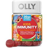 OLLY Kids Immunity, Immune Support Gummy ,* Cherry Berry - 50 Count | Kids Support, A blend of Wellmune, Acerola Cherry, Elderberry and Zinc, Gluten Free, No Synthetic Colors or Flavors