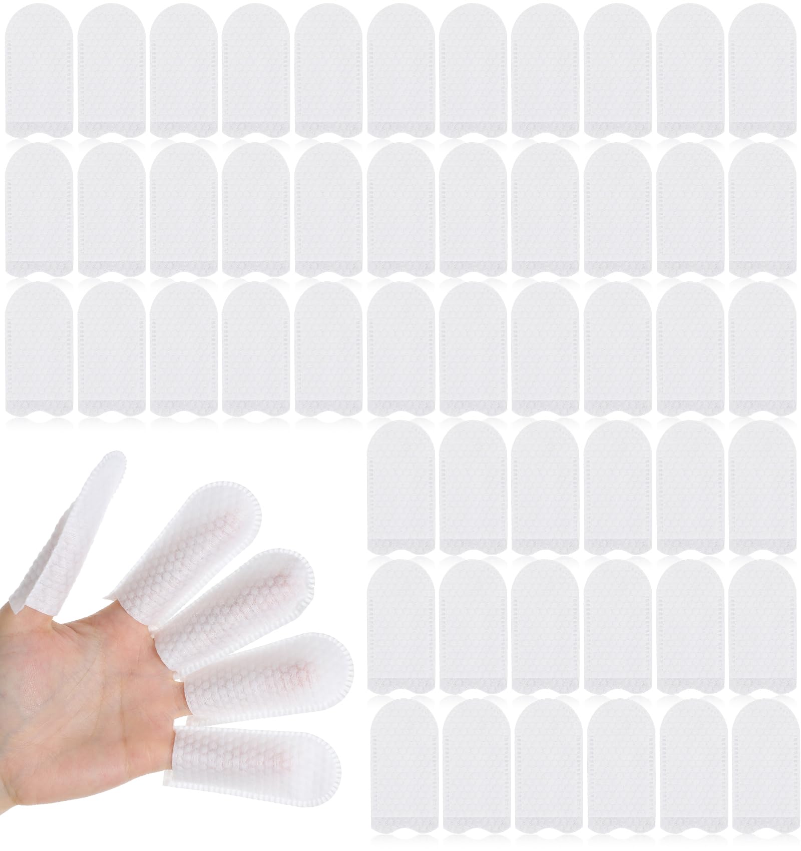 Photo 1 of 100Pcs Cotton Finger Cots, Disposable Cotton Finger Sleeves Breathable Tip Covers Protector Wipes Gauze Sleeve, Latex Free Tip Cover Gloves for Work, Nail Cleaning, & Injured Fingers, Sweat Resistant