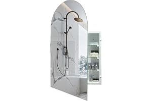 HESONTH Arched Medicine Cabinet with Mirror,Recess or Surface Mounted Bathroom Medicine cabinets,24 ×36 inch,Frameless Medicine Cabinet
