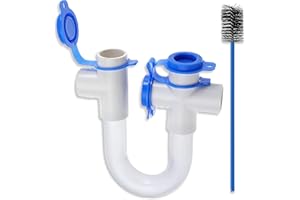 BOLDOX Condensate Trap 3/4 PVC P Trap HVAC with Clear Tubing to easily spot Dirt & Debris — EZ Trap Brush included to clean HVAC Condensate Drain Line — HVAC Fittings designed to connect with your system