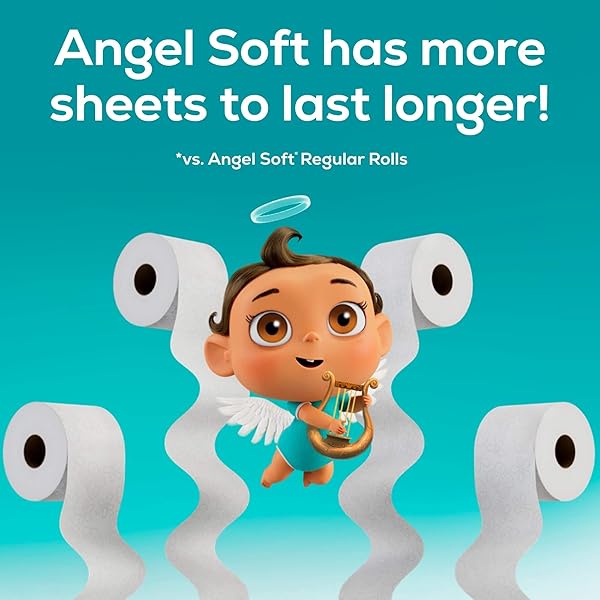ANGEL SOFT TOILET PAPER WITH FRESH LAVENDER SCENTED TUBE, 8 MEGA ROLLS = 32 REGULAR ROLLS, SOFT AND STRONG TOILET TISSUE