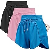 Women's Running Shorts High Waisted Athletic Workout Shorts Gym Quick Dry Casual Shorts with Liner Zipper Pocket