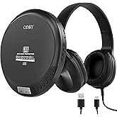 Coby Portable CD Player with MP3 Playback & FM Radio, 60-Second Anti-Skip Protection, Foldable Wired Headphones, Compact Retro Discman Music Player for Home, Car, Travel & Seniors – Clear Stereo Sound