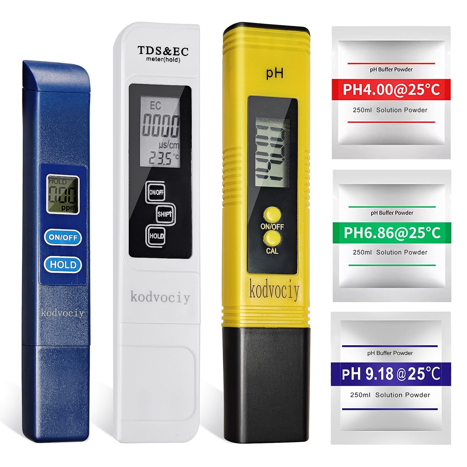 Photo 1 of 2025 All-New 3PCS 3-in-1 TDS&pH Meter, pH Meter for Water, 0.01 High Precision Water Quality Digital pH Tester and 3 pH Calibration Powders, for Drinking Water, Lab ph Meter, Pool Water ph Tester