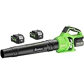 Leaf Blower Cordless with 2 x 4.0Ah Battery and Charger, 780CFM 260MPH Electric Blower with 2 Speeds, 20V Handheld Leaf Cleaner for Lawn Care, Blowing Leaves, Dust, Snow, Gravel for Patio, Yard, Green