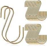 Sratte 60 Pcs S Hooks for Hanging 1.8 Inch Heavy Duty Bulk Metal,Gold | Small S Shaped Hangers, Curtains Plants Pots Pans Kitchen Closet Organizer, Mini Hanging Connectors, DIY Jewelry Crafts