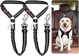 PIYAREY Dog Car Seat Belt Headrest Adjustable Harness 2 Pack Black Belt