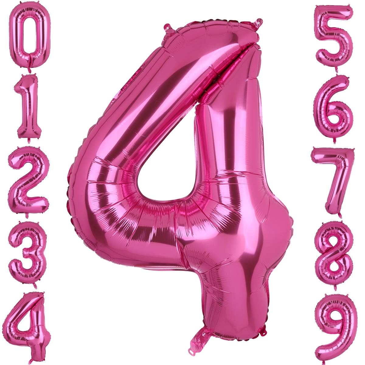 40 Inch Large Foil Number 4 Balloons Hot Pink Big Mylar Helium Balloon Birthdays Party Decorations Supplies Girls (Hot Pink 4)