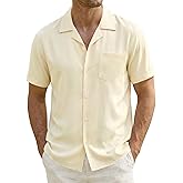 ZEROYAA Men's Regular Fit Short Sleeve Button Down Shirts Wrinkle Free Summer Lightweight Tops with Pocket