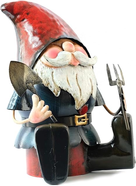 Xfort Garden Gnome Ready To Dig Metal Sculpture Hand Crafted Hand Painted Weatherproof Garden Decoration Garden Statue With Miniature Trowel For Use As Garden Ornament Or Home Decor Amazon Co Uk Garden Outdoors