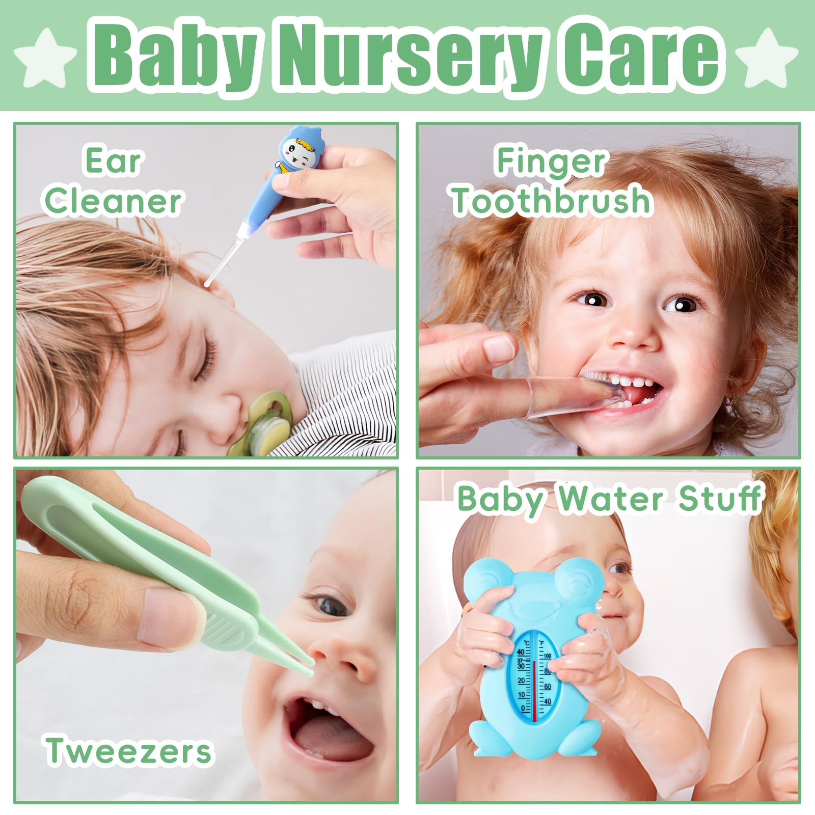 Baby Grooming Kit for Boys Girls Safety Newborn Nursery Essentials Grooming Set Gift for First-time Parents Green 18 in 1