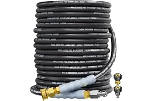 TechSweepPro 3/8" 4800PSI Pressure Washer Hose 100FT with Swivel Quick Connect for Cold/Hot Water Max 248°F, Kink Resistant Steel Wire Braided, Wear Resistant Power Washer Hose with M22 14mm Adapter