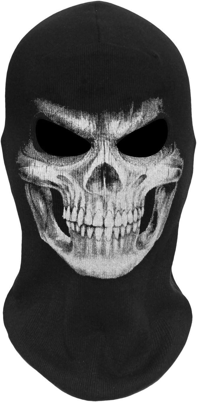 WTACTFUL Thick Skeleton Skull Ghost Death Halloween Balaclava Face Mask for Cosplay Costume