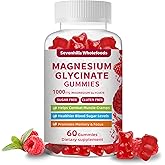 Magnesium Glycinate Gummies 1000mg - Sugar Free Magnesium Potassium Supplement for Relaxation, Calm, Stress Relief, and Sleep Support for Adults & Kids - 60 Raspberry Gummies