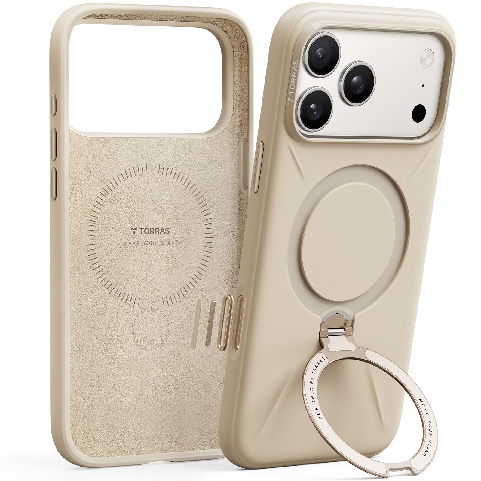 Photo 1 of TORRAS Ostand Q3 Silicone for iPhone 17 Pro Max Case, Fit for MagSafe, 360 Spin Kickstand Holder, Soft Liquid Silicone Cozy Grip