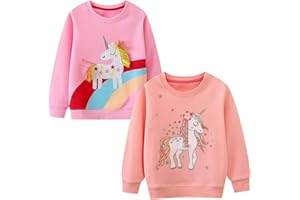 Winzik Girls Sweatshirt, Christmas Sweater Shirt Toddler Kids Girl Pullover Fall Long Sleeve 2 Pack Clothes 2-7T