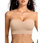 Vertvie Strapless Bras for Women Non-Slip Push Up Wireless Bandeau Bra Seamless Comfort Tube Top Supportive Padded Bralette