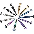 Aroncent 12PCS Stainless Steel Fake Taper Earrings for Men Women Fake Illusion Tunnel Cheater Spike Earrings Fake Plug Earrings Piercing Jewelry